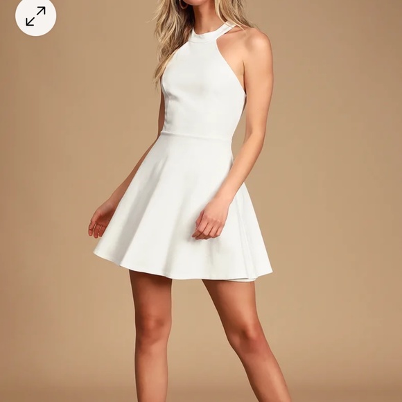 Lulu's White Lace Back Mini Dress - Picture 2 of 8